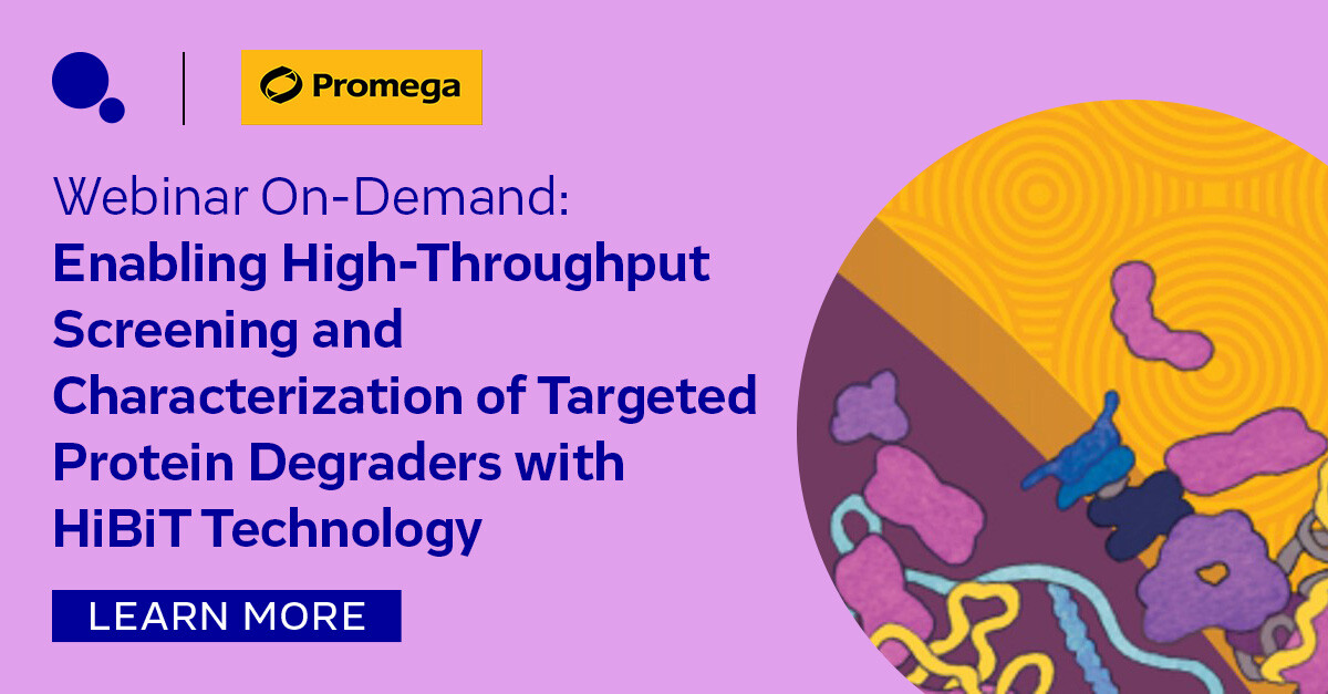 Missed our joint webinar with Promega, Enabling High-Throughput Screening and Characterization of Targeted Protein Degraders with HiBiT Technology? Watch it now on-demand!

hubs.ly/Q02_k8w40?

#HighThroughputScreening #TargetedProteinDegraders
