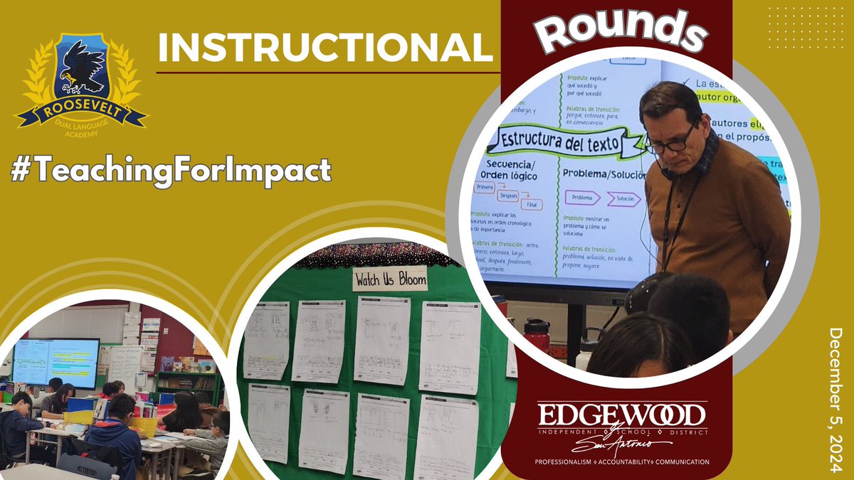 DrH_OnTheEdge's tweet photo. #TeacherQualityMatters TY @RooseveltDLA for sharing all your instructional practices &amp; levels of expectations during our @EISDofSA Instructional Rounds Visit! Accountability Matters in EISD student academic outcomes, Ty Principal Martha Esquivel! 
#4AmWalks
#EISDLegacyMatters https://t.co/D2JoQS1L7U