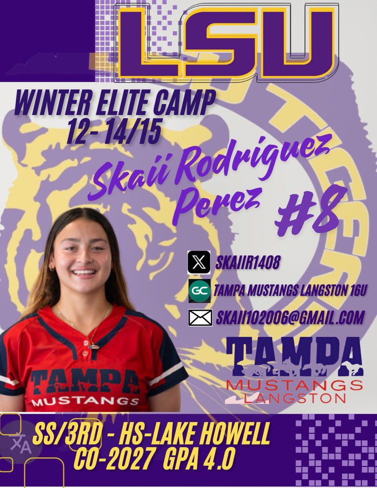 skaii rodriguez (@skaiir1408) on Twitter photo can’t wait to head to <a href="/LSUsoftball/">LSU Softball</a> camp this weekend!!! <a href="/tampamustangs08/">Tampa Mustangs 08</a> <a href="/ExtraInningSB/">EXTRA INNING SOFTBALL</a> can’t wait to head to <a href="/LSUsoftball/">LSU Softball</a> camp this weekend!!! <a href="/tampamustangs08/">Tampa Mustangs 08</a> <a href="/ExtraInningSB/">EXTRA INNING SOFTBALL</a>