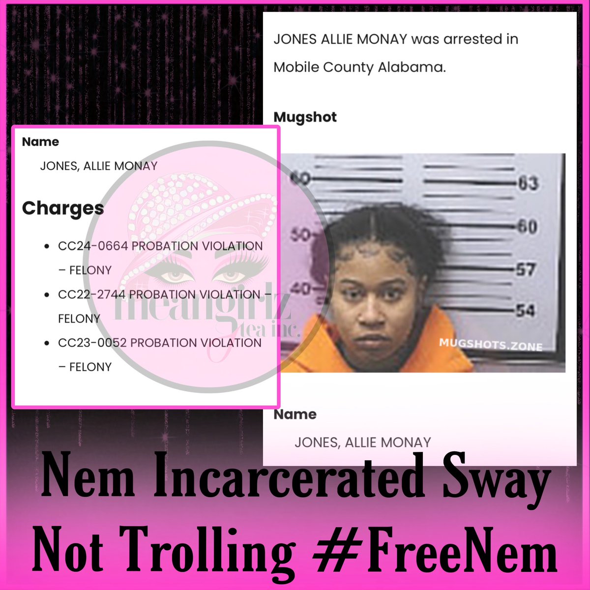 MessyAunTeaTV's tweet photo. We waited to verify before posting, Nem has been arrested in Alabama 🚔 #freenem #nttv #nowthatstv #nttvmeangirlz #meangirlz #plasthiccs #realitytv #realityshow #teapage https://t.co/HS8GaOuGh3