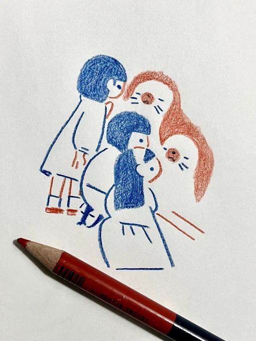 赤青鉛筆で描いています 