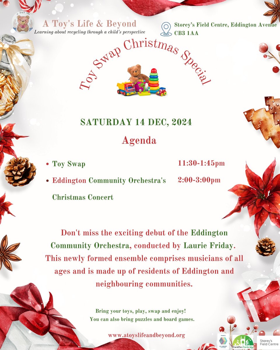 Maria Antonieta (Antoinette) Nestor (@nestorma_law) on Twitter photo 🧸 Toy Swap and Christmas Concert all in one place! This Saturday 14 Dec.
⏳️11.30-3pm <a href="/storeysfield/">Storey's Field Centre</a>.
#CircularEconomy <a href="/Eddington_Camb/">Eddington Cambridge</a> 🧸 Toy Swap and Christmas Concert all in one place! This Saturday 14 Dec.
⏳️11.30-3pm <a href="/storeysfield/">Storey's Field Centre</a>.
#CircularEconomy <a href="/Eddington_Camb/">Eddington Cambridge</a>