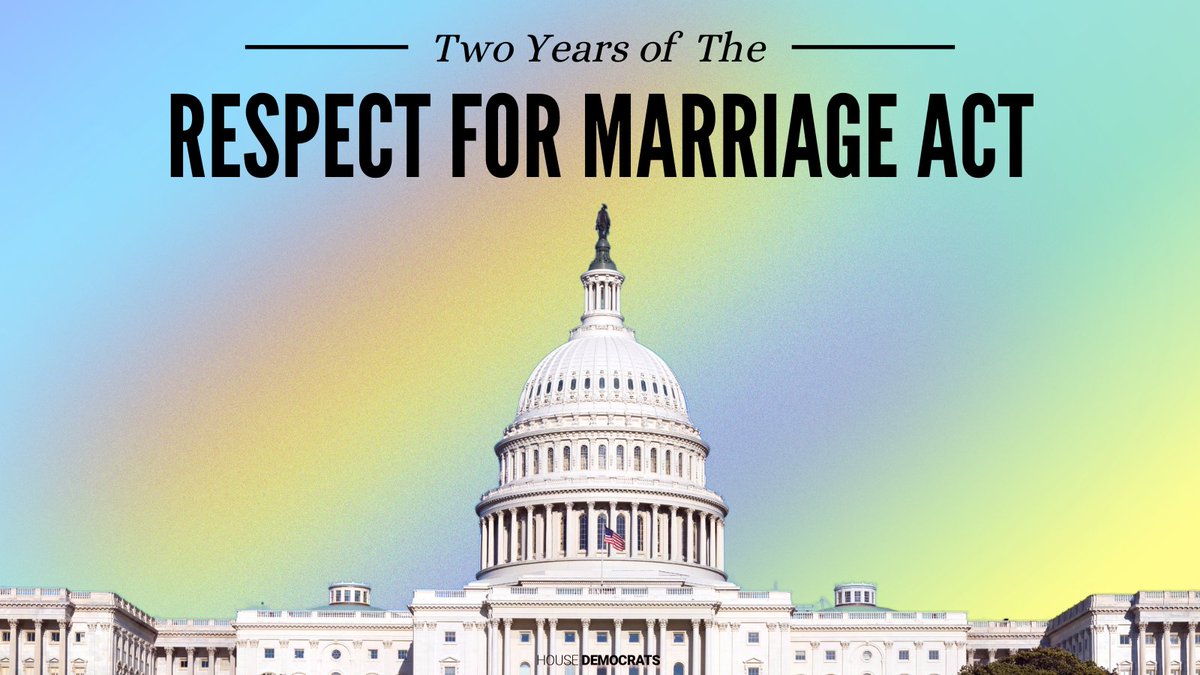 Today marks the second anniversary of the Respect for Marriage Act being signed into law.

This law enshrined justice, dignity, and respect for all Americans regardless of who you love.