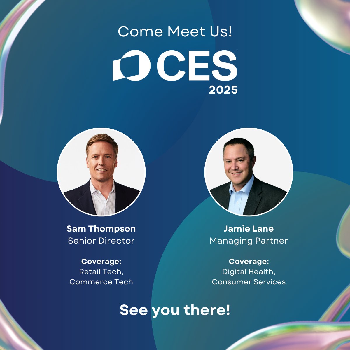 Calling all Digital HealthTech and Wellness innovators: our Senior Director Sam Thompson, an expert in Retail and Commerce Tech, and Managing Partner James Lane, a leader in Digital Health and Consumer Services, are heading to CES! 

DM us to schedule a meeting. 💡