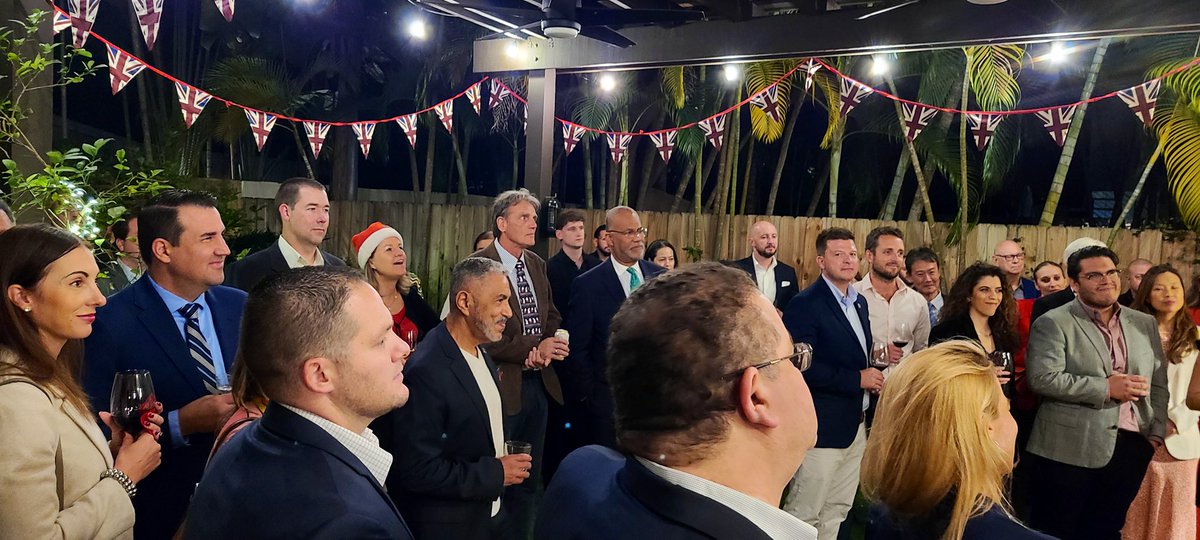 UKinFlorida's tweet photo. Our Very British Christmas celebration last night brought together our most valued local partners, we wanted to say not just Happy Christmas, but also a big Thank You for working with us throughout the year &amp; helping us achieve our 2024 goals.  #publicdiplomacy #allies #growth https://t.co/QVjErfGx5W