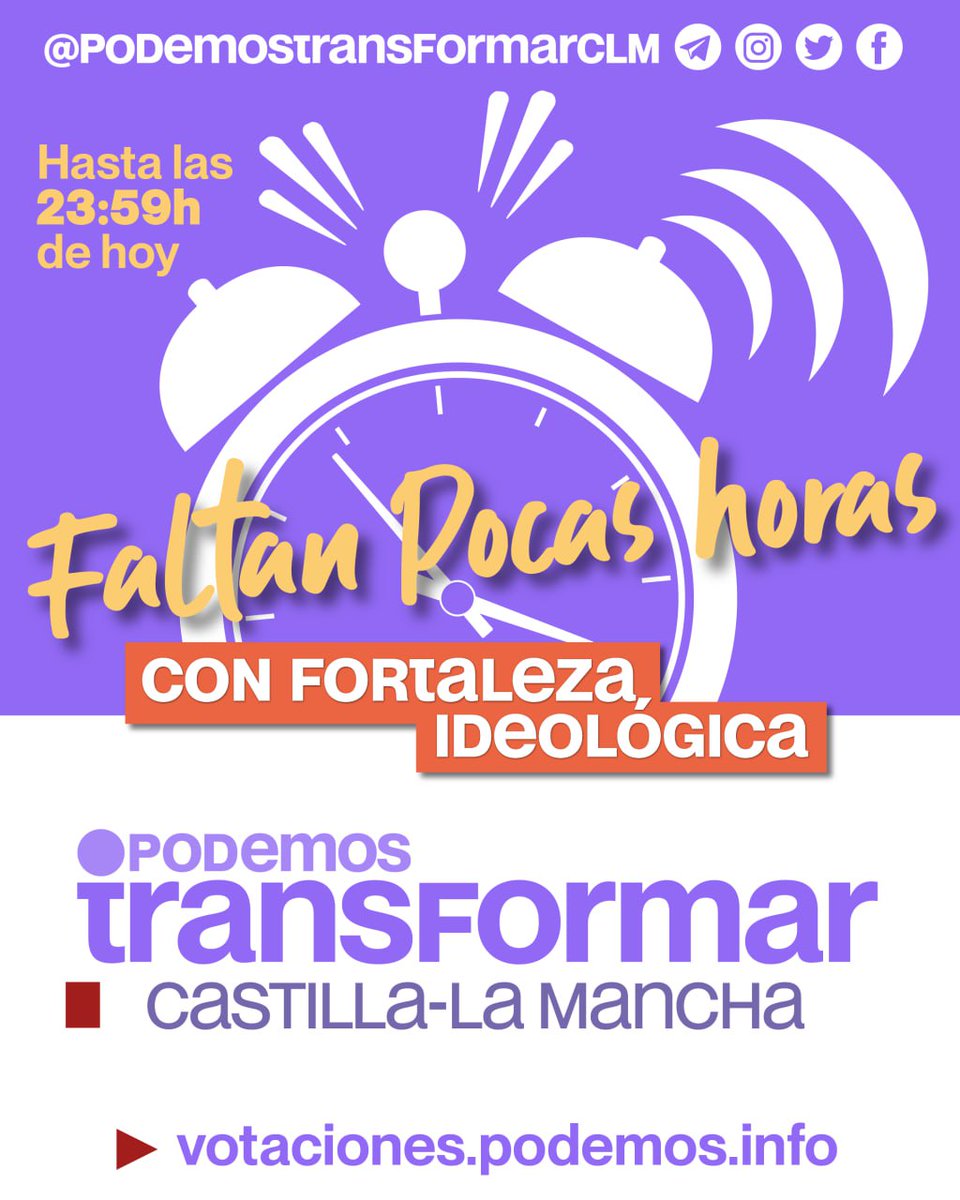 juansporting's tweet image. Últimos 120 minutos 💜
@TransformarCLM 
#PodemosTransformarCLM