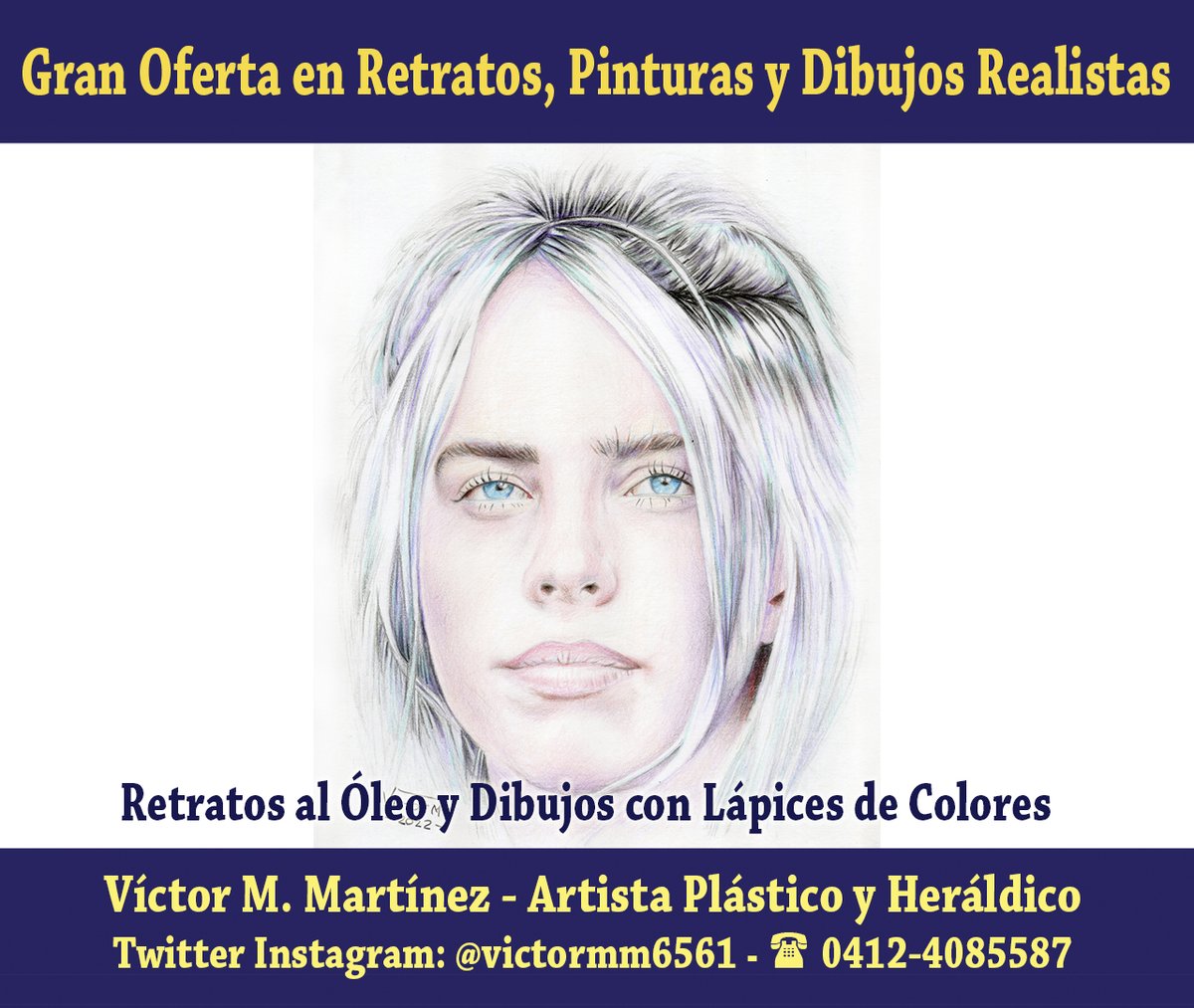 victormm6561's tweet photo. Billie Eilish @billieeilish #portrait retrato #HechoPor #MadeBy artista plástico y heráldico, Victor M. Martinez, #dibujo #drawing 28x22 cms.
#VictorMM #BillieEilish #BillieEilishHot #GRAMMYs #billieeilishstan #Oscars #Arte #Art #lovebillieeilish #ArtForSale #Barbie #Venezuela https://t.co/j4H3XRdyUC