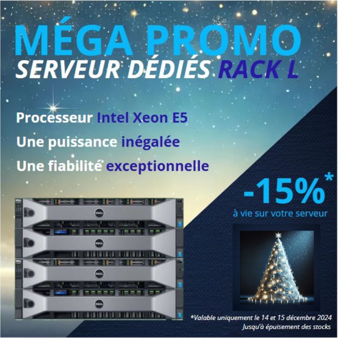 Profitez d'une promo FLASH de -15% à VIE (!!) sur notre serveur dédié RACK-L !
Offre limitée à partir de maintenant jusqu'à dimanche soir 00h. Profitez en ! 🥰
firstheberg.com/fr/serveur-ded…