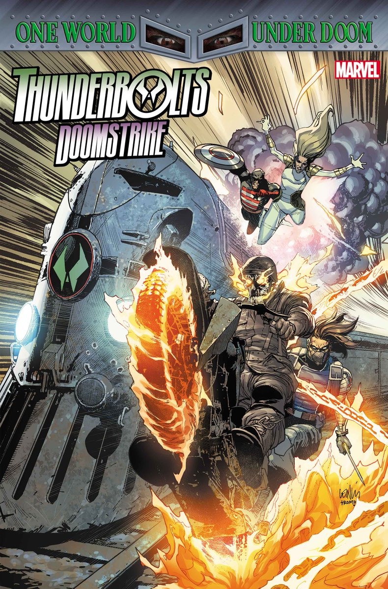 MarvelComicsHQ's tweet photo. Thunderbolts: Doomstrike #2 

It’s a modern-day Hellhunters reunion as Bucky brings in Ghost Rider ’44 for a daring train robbery! 

With Sharon Carter and U.S.Agent backing them up, it seems like nothing can go wrong. But it’s not easy to get the jump on Doom. https://t.co/PXTShSglqN