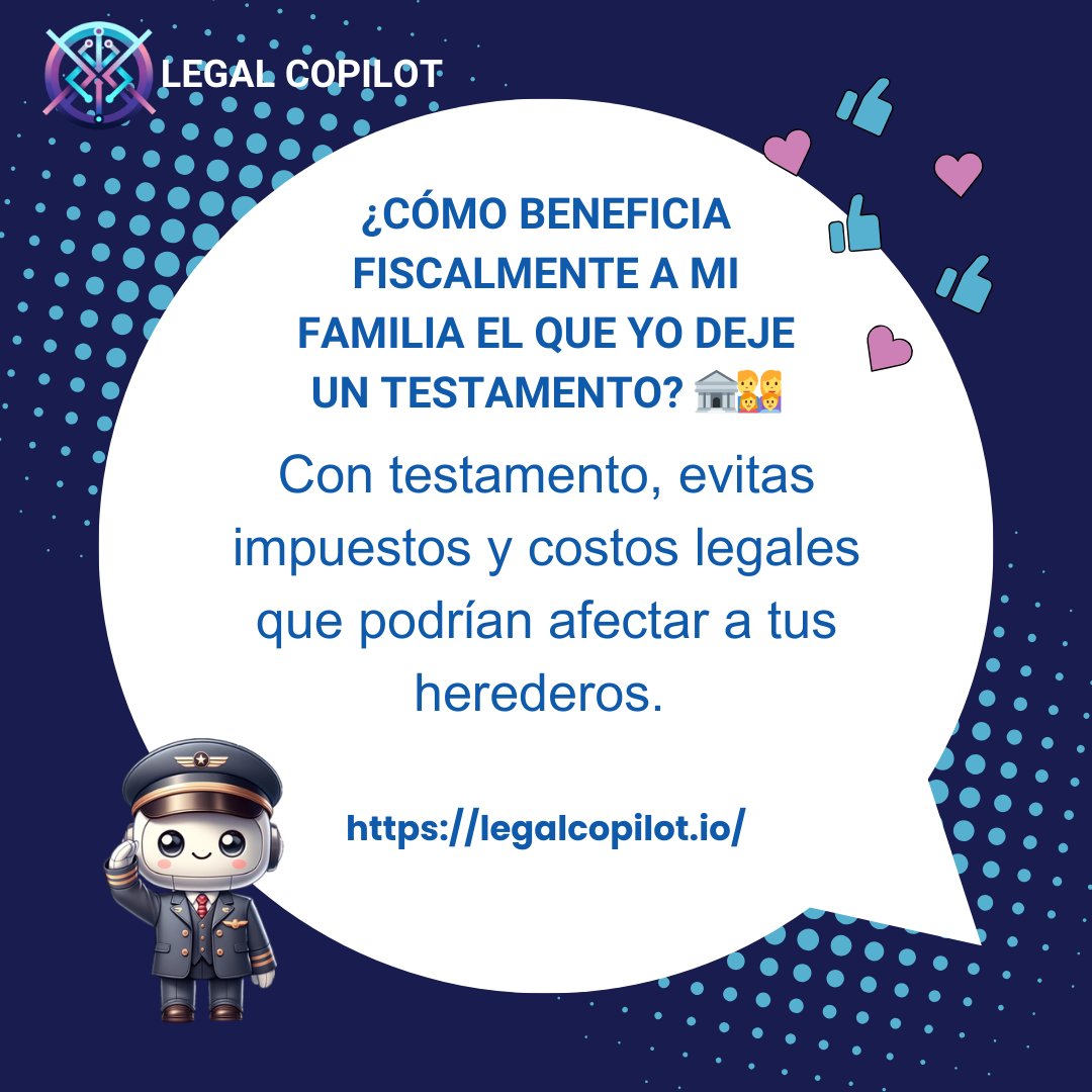 legal_copilot's tweet photo. 👨⚖️ Un testamento es más que un documento; es la tranquilidad para ti y tu familia. Usa nuestro simulador y comienza a planificar hoy tu herencia. https://t.co/QWIZ81PiDs #PlanificaciónPersonal #HerenciaFamiliar #Testamento #LegalCopilot https://t.co/YgQrUK3yy1