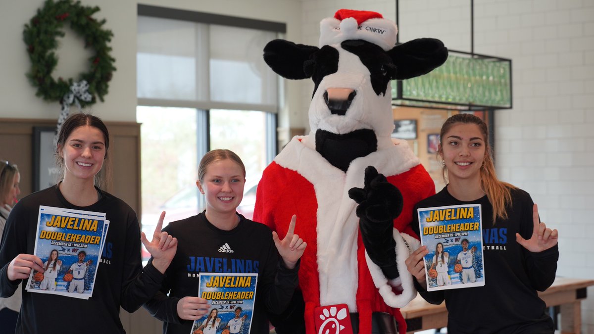 JavelinaSports's tweet photo. Great to get out into the community with our friends at Chick-Fil-A!

Reminder, Sunday's matchup against West Texas is FREE admission with a donation of two canned goods!

#GoJavelinas https://t.co/qt1wvFrLMn