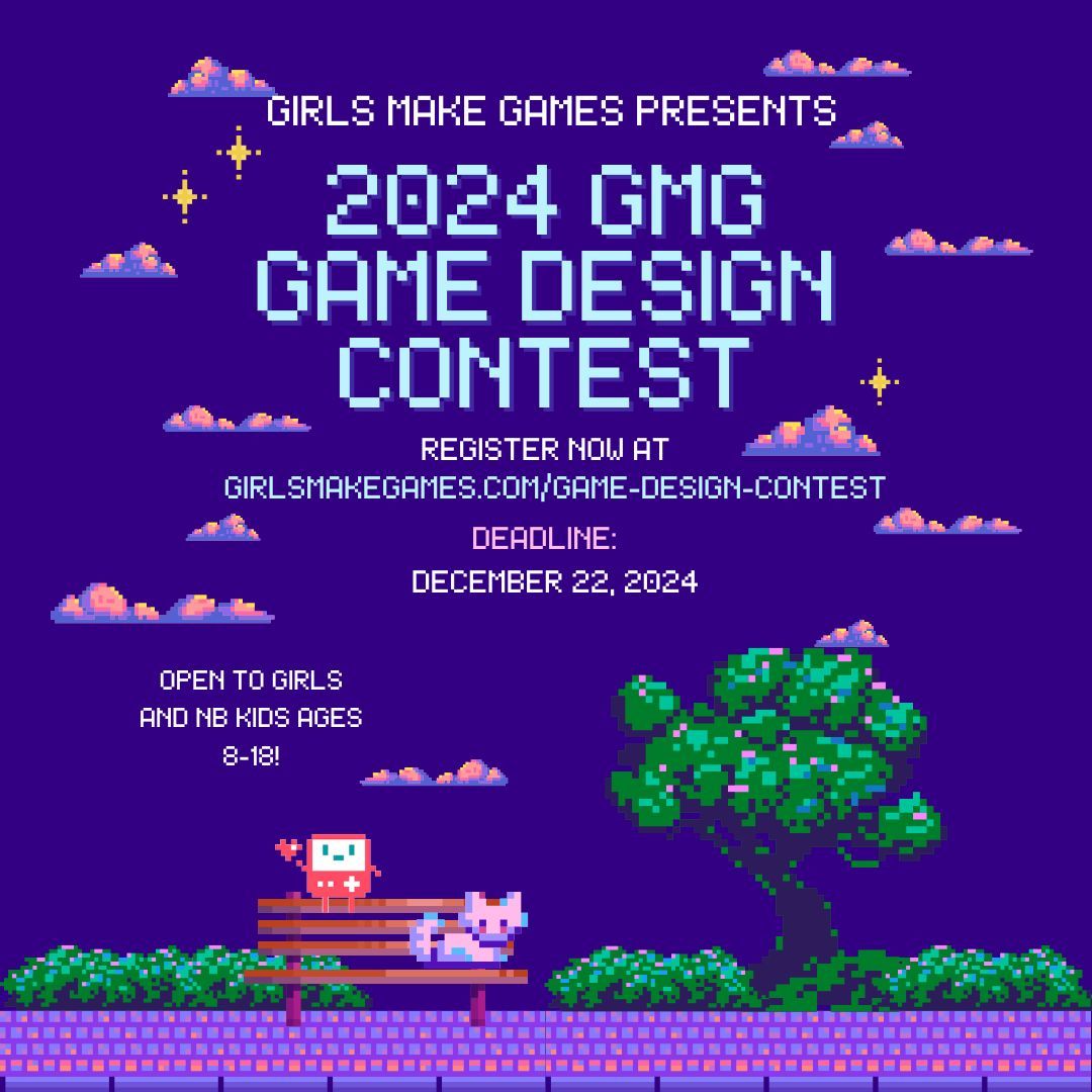 GirlsMakeGames's tweet photo. It’s time for the GMG Game Design Contest! 🕹️ Share your dream game idea—no coding or fancy tools needed, just pen, paper &amp; creativity! ✍️ Open to girls &amp; non-binary kids (8-18) worldwide. 🌍 

Submit by Dec 22, 2024! Info &amp; entries: https://t.co/jACO8DpTwB 🎮✨ https://t.co/imhYtjbEKE