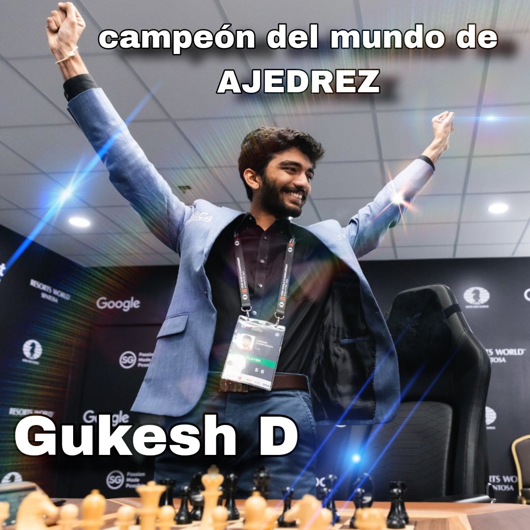 ChessMilan's tweet photo. Dommaraju Gukesh (Chennai, 29 de mayo de 2006), conocido como Gukesh D, es un ajedrecista indio. Es la tercera persona más joven de la historia en optar al título de Gran Maestro, que la FIDE le concedió en marzo de 2019. Es el campeón mundial de ajedrez más jóven de la historia. https://t.co/9OxYaugCtQ