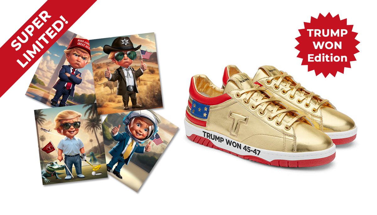 🚨 Limited-Time BABYTRUMP Promotion 🚨

Mint 20 BABYTRUMP Digital Trading Card NFTs in one transaction and get:
🃏 A full set of 470 Physical Trading Cards
👟 A pair of gold "Trump Won" sneakers
🔥 Offer limited to first 10 qualifying transactions! 

👉 nft.babytrump.xyz