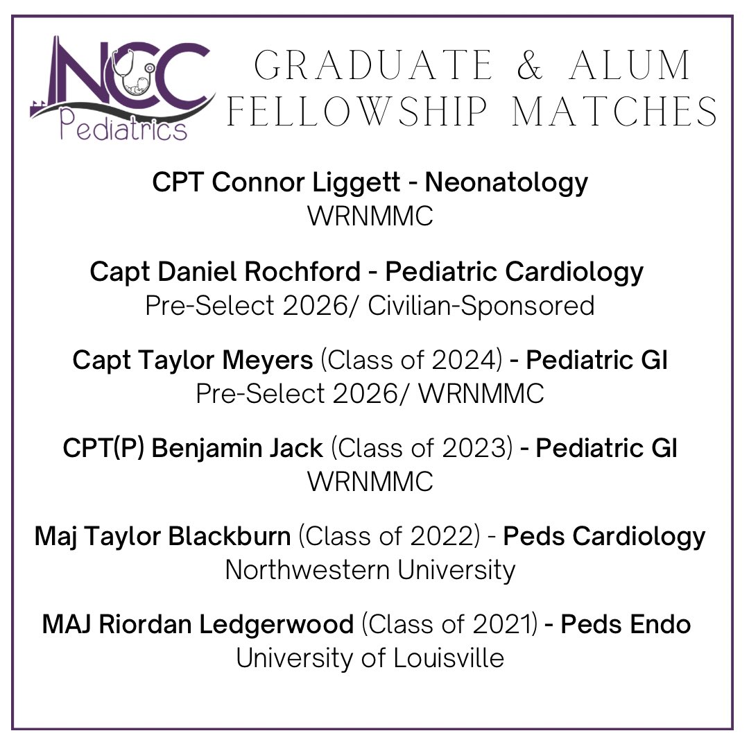 NCCPeds's tweet image. 👏Congratulations to our incoming interns and fellows from @ArmyMedicine @NavyMedicine &amp;amp; @USAFMedicine, including 6 @USUhealthsci students!

😎The future is bright for Military Pediatrics #MilitaryMatchDay #FutureFAAP @AAPSOPT