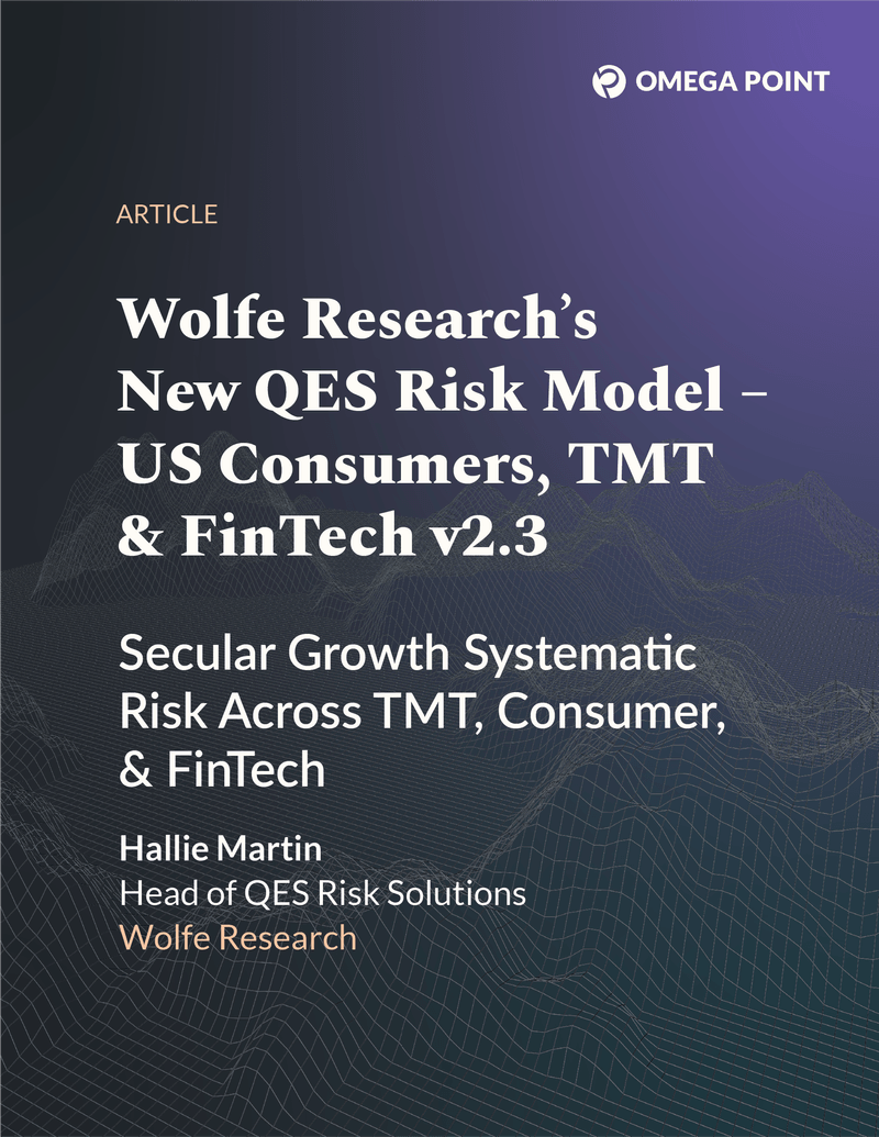 omegapointhq's tweet photo. Excited to share this insightful article from Hallie Martin, Head of QES Risk Solutions at @WolfeResearch. Read Now 👉 https://t.co/XfRFun435a

Hallie dives into how Wolfe's new TMT, Consumers, FinTech risk model is designed to better align with the secular growth opportunities across these dynamic sectors. Hallie explains how the model provides portfolio managers focused on TMT, Consumer, and FinTech sectors with a more accurate way to mitigate systematic risks and align their portfolios with secular growth investment theses. This model is now available in the Omega Point platform!
 
#portfolioconstruction #riskmanagement #TMT #fintech