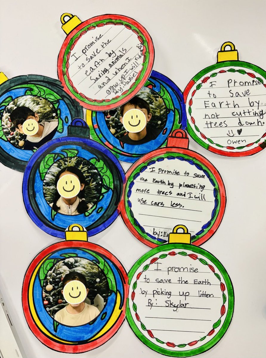 TiffLayne's tweet photo. ‘Tis the season! We have been  learning how humans can help the planet in RLA 🌎🎄 @CLCEThunderbird #thirdgrade https://t.co/8YereOtE64