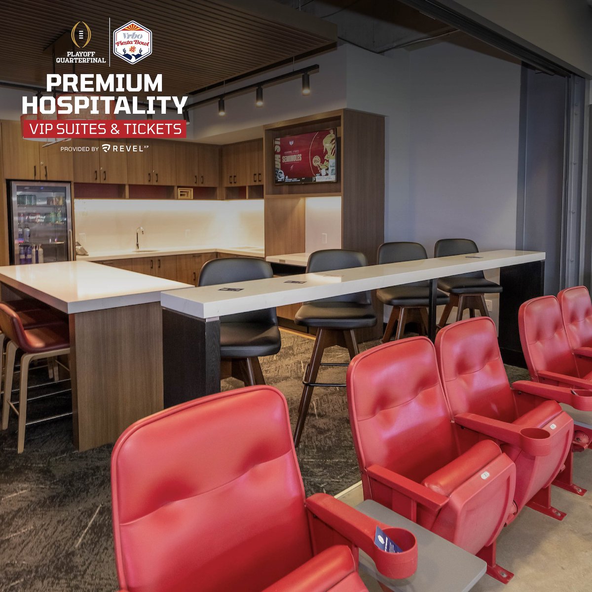 Looking for a VIP experience at the <a href="/vrbo/">Vrbo</a> #FiestaBowl?

Fiesta Bowl Premium Hospitality provided by <a href="/REVELxpOfficial/">REVELxp</a> offers premier seating, exclusive access, and all-inclusive VIP experience with our first-class suite and ticket packages!

Learn more: 🏈 revelxp.com/fiestabowl