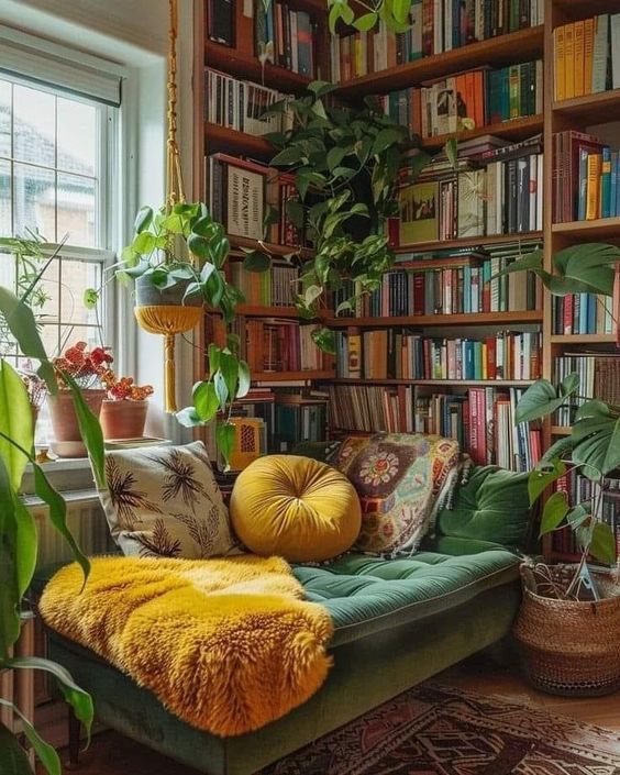 InteriorVibes0's tweet photo. 📚🌼 A  perfect retreat for any book lover. ✨🍃
#InteriorDesign

#HomeDecor
#DesignInspiration
#Decor
#InteriorStyling
#ReadingNook
#CozySpaces
#VibrantInteriors
#LibraryGoals
#GreeneryDecor https://t.co/fM5SRCughY