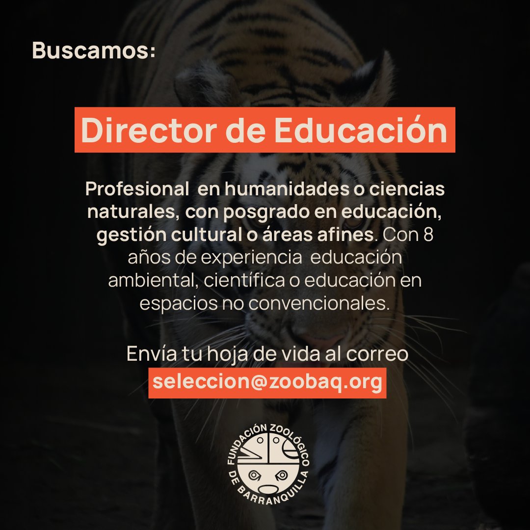 zoobaq's tweet photo. 📣 En @zoobaq buscamos un Director de Educación, responsable de desarrollar una propuesta de valor educativa innovadora y rentable para nuestras audiencias, que aumente la comprensión, el interés y el activismo de las personas a favor de la naturaleza. https://t.co/cv5k9SlNPI