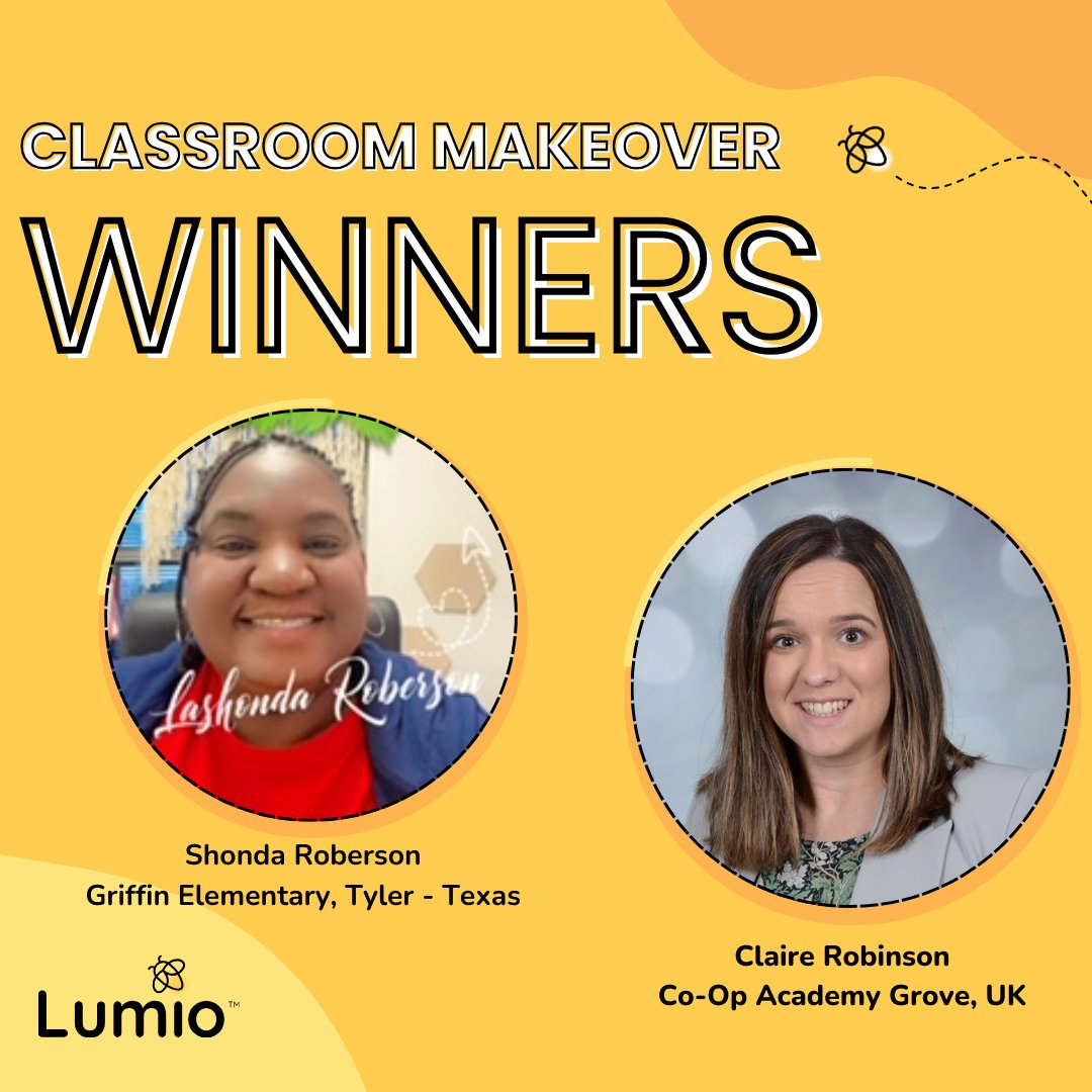 LumioSocial's tweet photo. Congratulations to our #ClassroomMakeover winners!
ππ
Kindergarten teacher Shonda Roberson is transforming her classroom to delight her students.
Deputy Headteacher Claire Robinson is using her gift card to surprise 15 classrooms at her school.
#GoLumio https://t.co/1WHNF49iVV