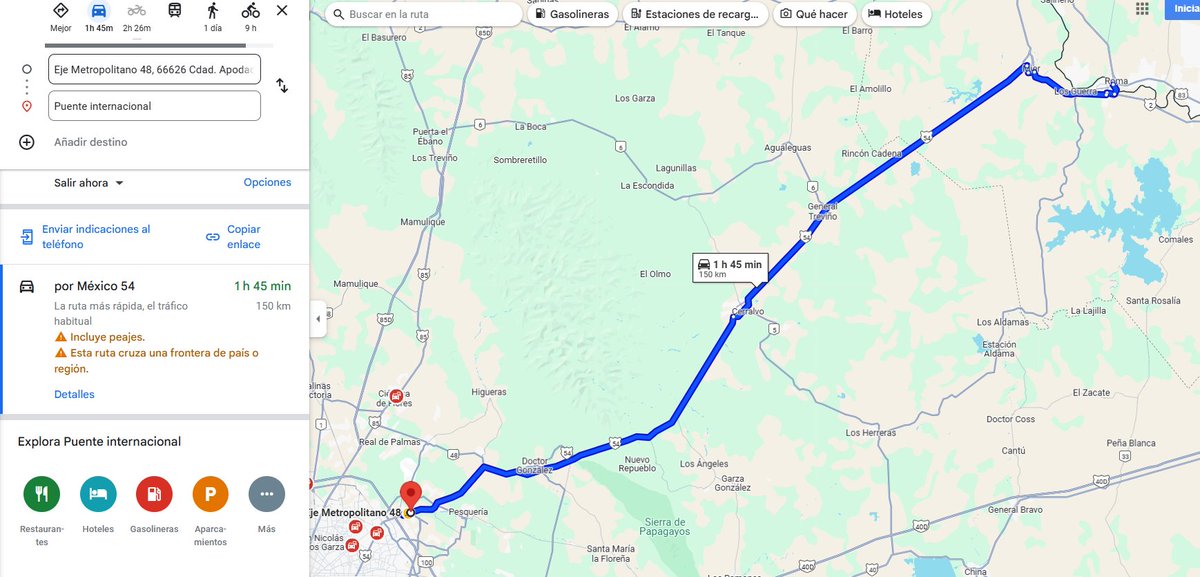 CMProeza's tweet photo. @GN_Carreteras Buenas tardes, me podrían informar como se encuentra la ruta al momento de carretea 54 de Dr. Gonzalez N.L. hacia el puente Roma en Cd. Miguel Alemán Reynosa. https://t.co/TPySuuFn2u