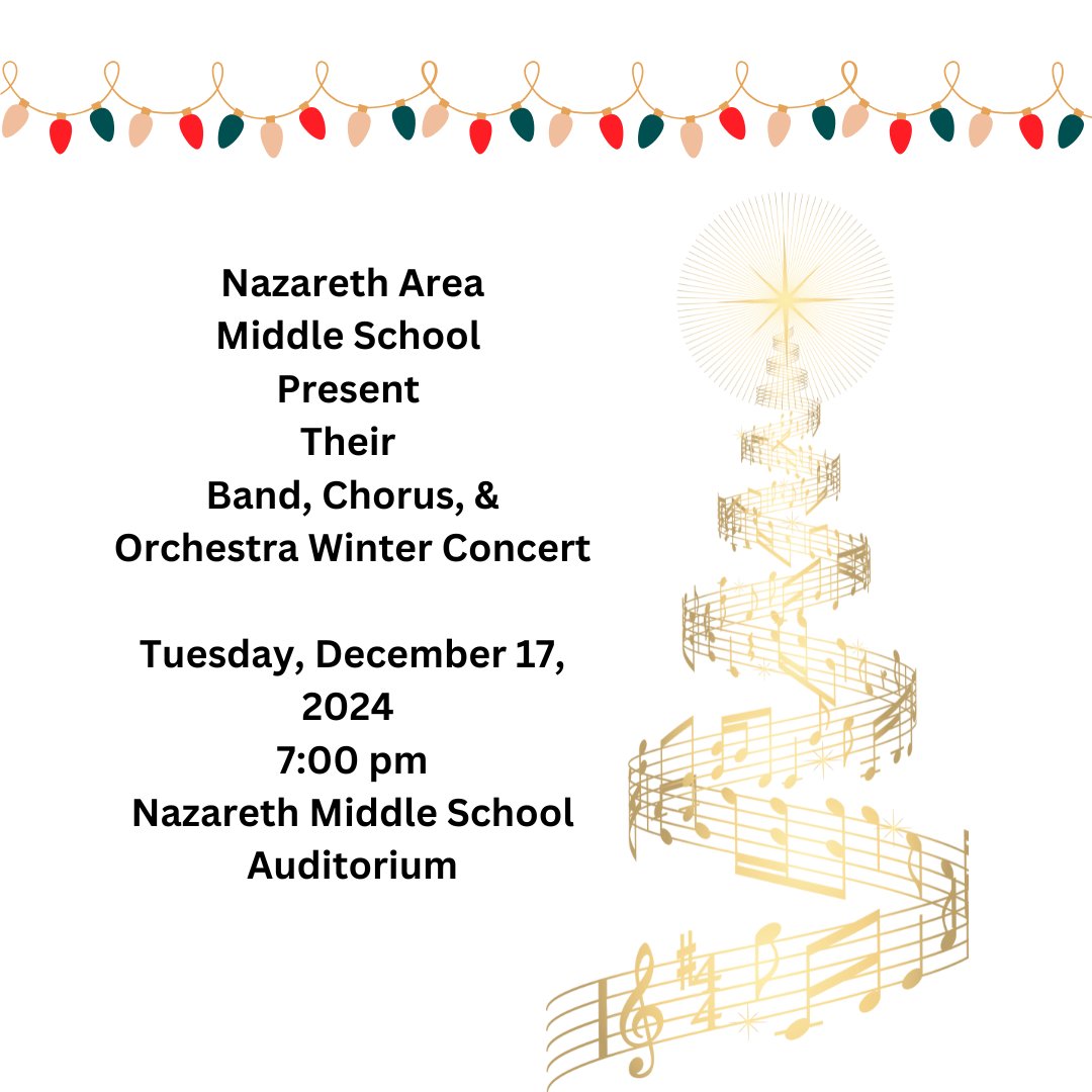 Enjoy some more Nazareth 🔵🦅🎶🎻 performances next Tuesday evening, 12/17 at Nazareth Middle School Winter Concert 🎄❄️🎅 <a href="/rbauder16/">Robert Bauder Ed. D.</a>  <a href="/NazarethAreaMS/">NASD Middle School</a> <a href="/NASDBlueEagles/">NASD Blue Eagles</a>