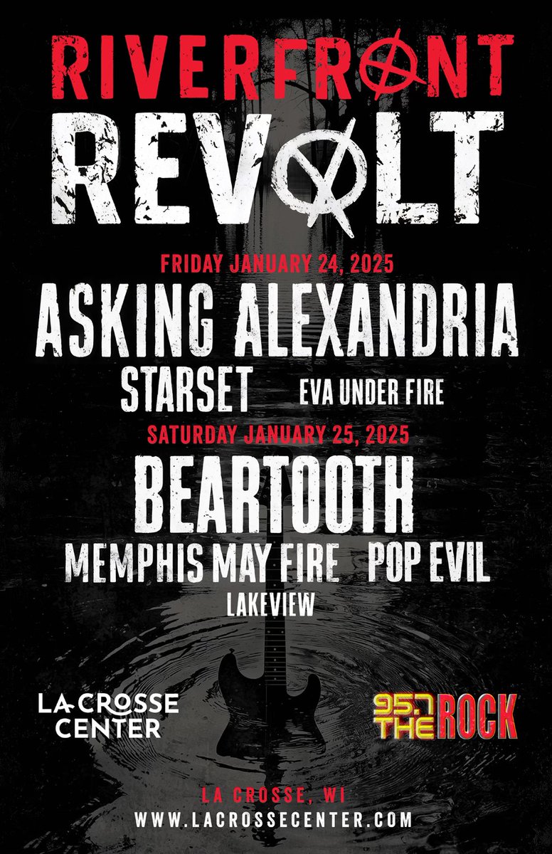 Next month we’ll be in La Crosse, WI at Riverfront Revolt! ticketmaster.com/event/07006144…