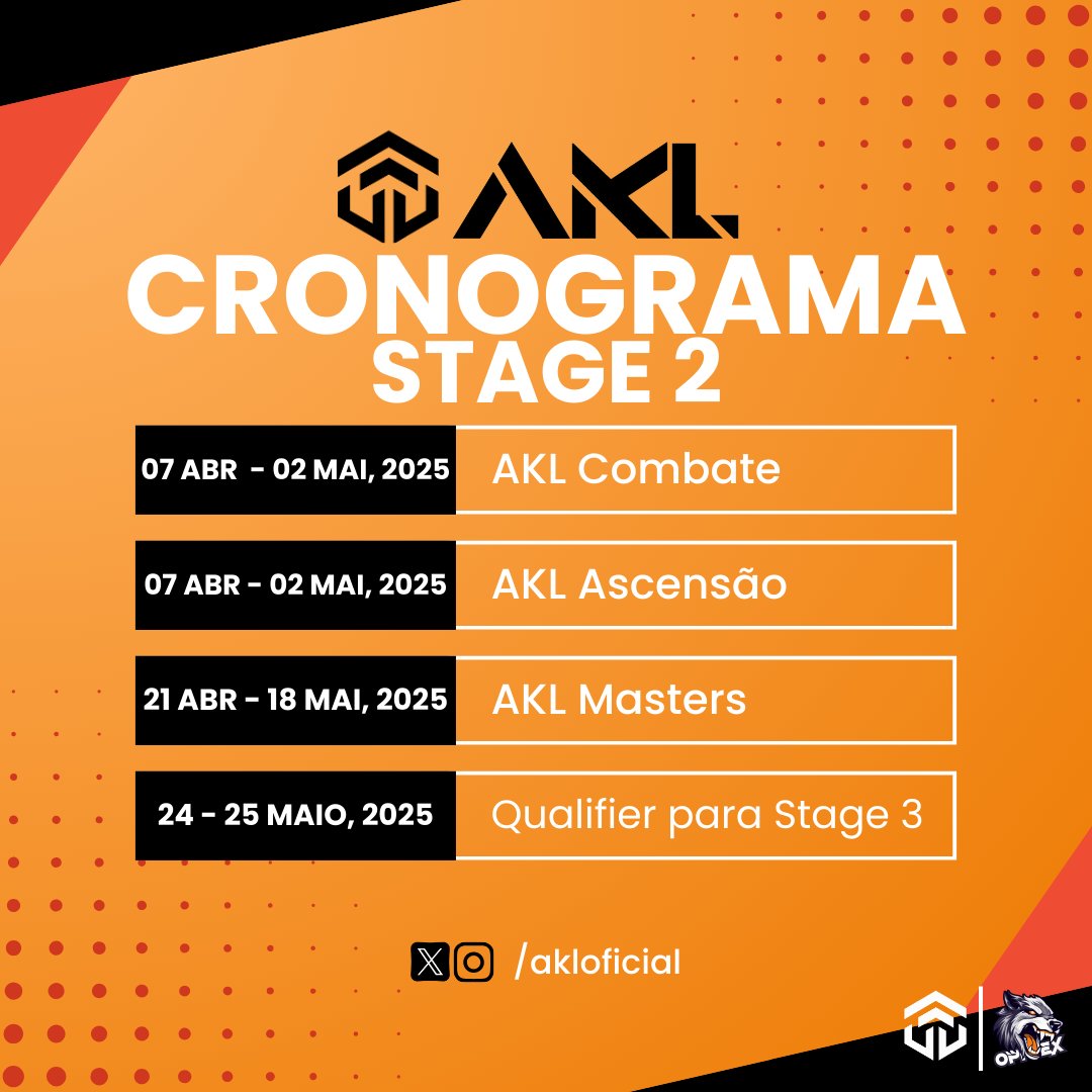AKL_Torneios's tweet photo. 📅 O cronograma da Temporada 2025 está aqui!
Prepare-se para viver o melhor do CoD competitivo com o ecossistema AKL: Masters, Combate, Ascensão e Qualifiers. 🎮🔥
Inscrições abrem em breve. Vamos fazer história juntos!
#AKL2025 #CoDCompetitivo #AKLMasters #AKLCombate https://t.co/IcZuIIcMFI