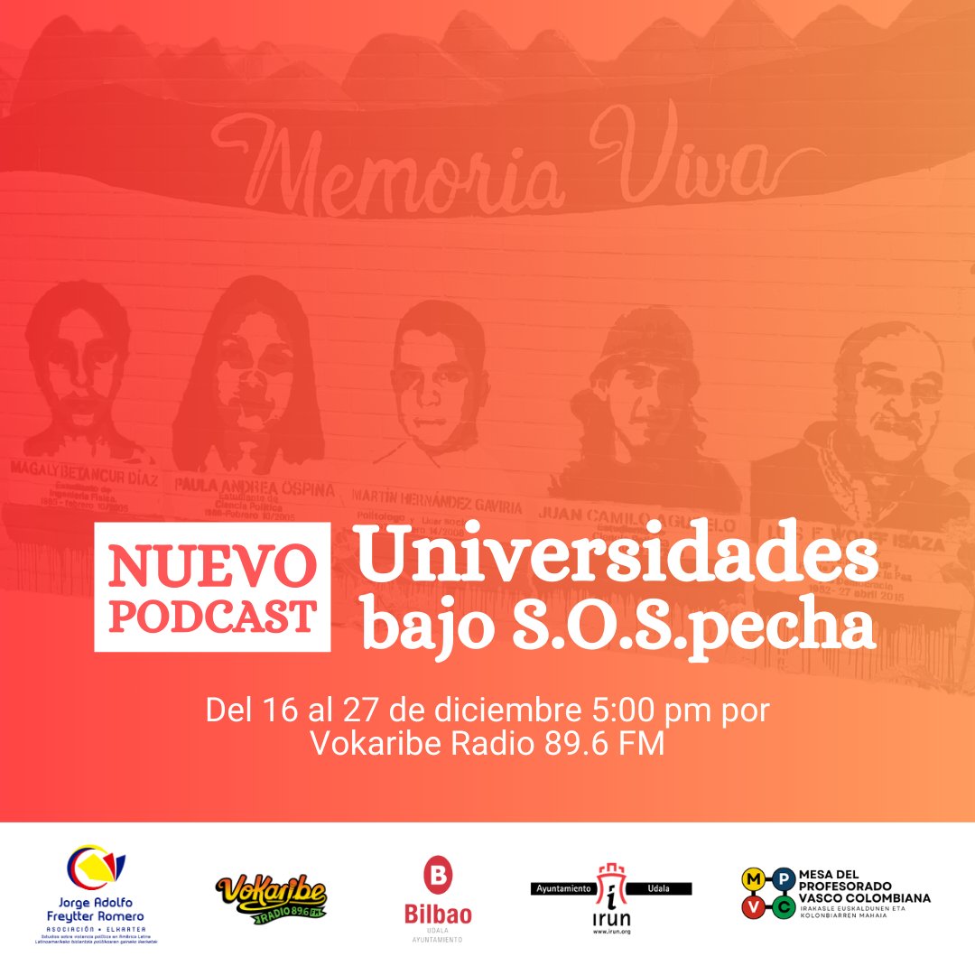 vokaribe's tweet photo. Desde el lunes 16 de diciembre podrás escuchar en https://t.co/n1KAeOQJ5E y por los 89.6 FM una serie de entrevistas sobre responsabilidad institucional y persecución al interior de las Universidades, que son parte del proyecto coordinado por @ascjafr  
🧵1/6 https://t.co/OzJGoiQFjw