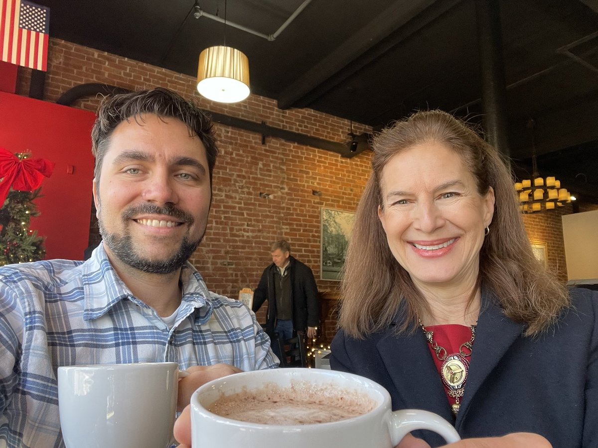 LGSusanB's tweet photo. It’s National Hot Cocoa Day! I celebrated with a hot cocoa latte at Perk on Main in Middletown, with Representative Brandon Chafee. https://t.co/GmMSTIfiwy