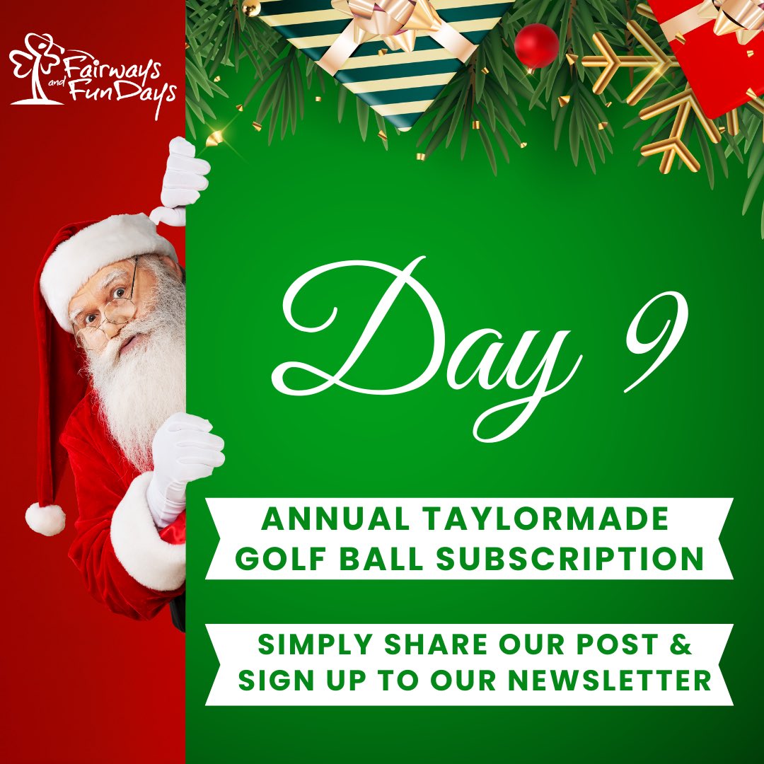 FairwaysFundays's tweet photo. 🎄Day 9 of our 12 Days of Christmas🎄

⛳️🎅 Up for grabs today is an amazing annual golf ball subscription for @TaylorMadeGolf (Shipped anywhere in the WORLD) ⛳️🎅

Imagine not having to worry about course ammunition for a full year!! 

To enter simply:

👉 Like & Share our post
👉 Sign up to our newsletter (link below and in our bio)
👉 Drop Done in the comments

🔗 https://t.co/tnJlTkF42o

We’re super excited to share Ireland’s Biggest ever Christmas Giveaway! The best of luck to everyone 🎅🎄⛳️🇮🇪

#12daysofgiveaways #12daysofchristmas #fairwaysandfundays