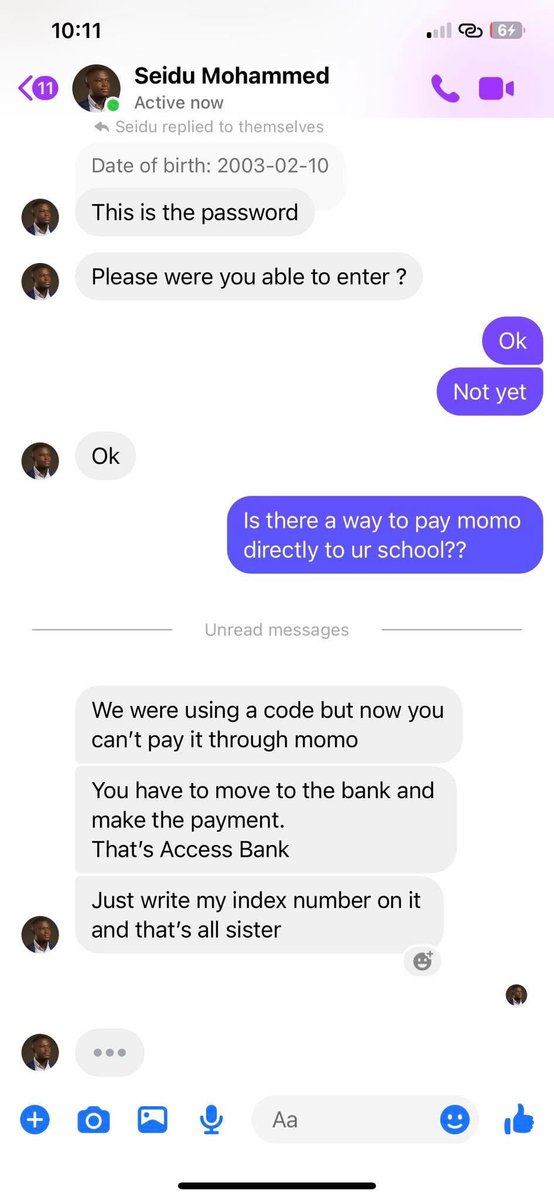 Oscarnuwati's tweet photo. I want to share an unfortunate incident involving a person named Seidu Mohammed, who has managed to deceive a friend into transferring an amount of Ghc3600. He falsely claimed that he needed the money urgently to pay his school fees before noon today. 

Once the payment was made, it became clear that he had lied about the whole situation. This has not only caused financial strain for my friend but also a sense of betrayal. A police report has been filed to address this matter, but I believe it’s important to raise awareness to prevent others from falling victim to similar scams. 

Please help spread the word and make sure to verify any urgent requests for money in the future. Let’s look out for one another and ensure our community stays safe from deceitful individuals.