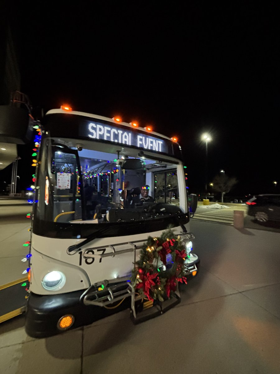 LethbridgeCity's tweet photo. Heading to the @WHLHurricanes game tonight? Keep an eye out for the Lethbridge Transit Holiday Bus🎄🚌

Stop by, take a selfie &amp; bring along a non-perishable food or unwrapped toy donation and enter to win some great prizes🎁

#yql
#LethbridgeTransit
#HolidayBus
#BrighterTogether https://t.co/dUXi8oH9Be