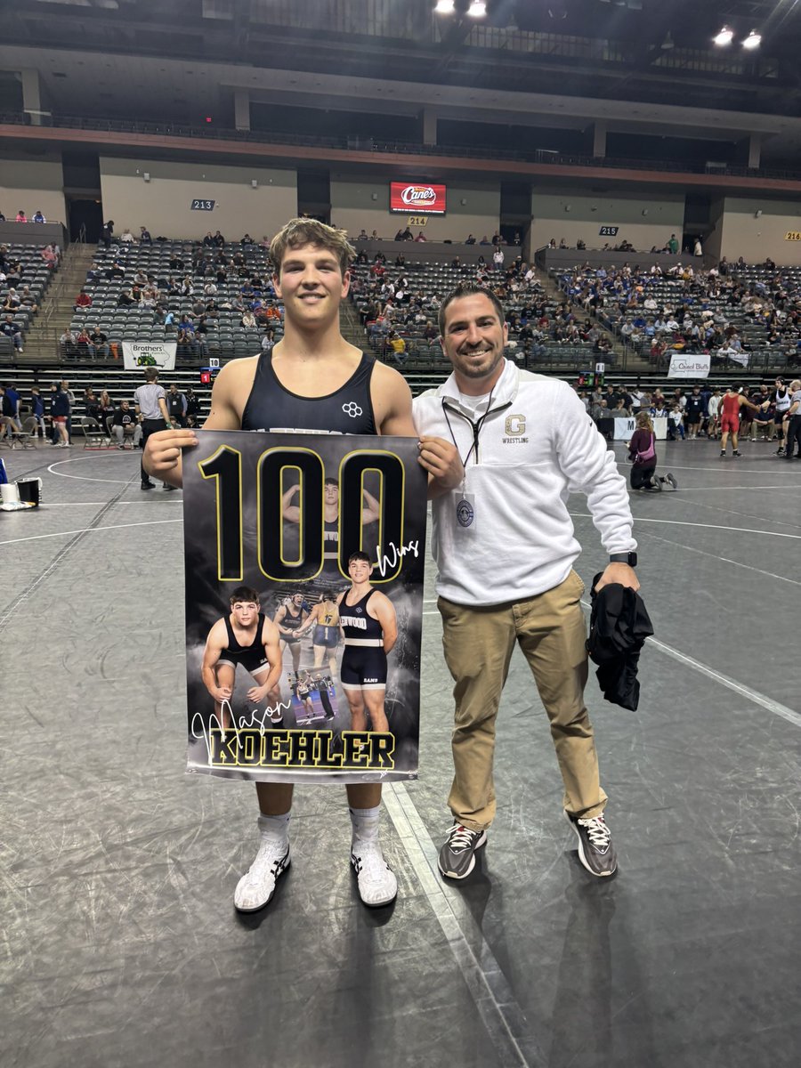 Congratulations to junior wrestler Mason Koehler who picked up his 100th win today at the CB Classic! <a href="/TuckerWeber/">Glenwood Wrestling</a>