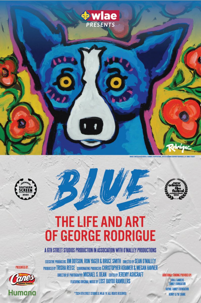 George_Rodrigue's tweet photo. 🎥 Encore Airing Tonight!

Catch "Blue: The Life and Art of George Rodrigue tonight at 8:00 PM on Louisiana Public Broadcasting across Louisiana! 📺✨

🌟 Nationwide and streaming broadcasts on PBS and other public television stations will begin May 2025.

🎄 Looking for the perfect Christmas gift for a Rodrigue fan? The Rodrigue Blue Dog Film poster (pictured) is now available for just $25 through  WLAE-TV 

👉 Get yours here https://t.co/XcL1qO5rsz