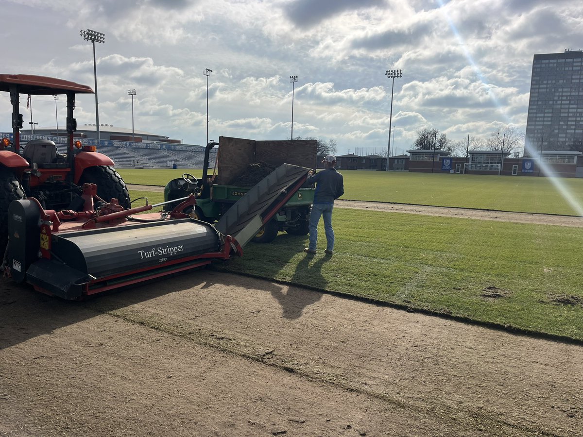 TurfMarkLLC's tweet photo. Laser grading and installing new HGT on goal boxes for St. Louis University. https://t.co/GsVMeMbS87