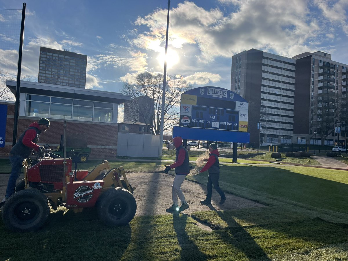 TurfMarkLLC's tweet photo. Laser grading and installing new HGT on goal boxes for St. Louis University. https://t.co/GsVMeMbS87