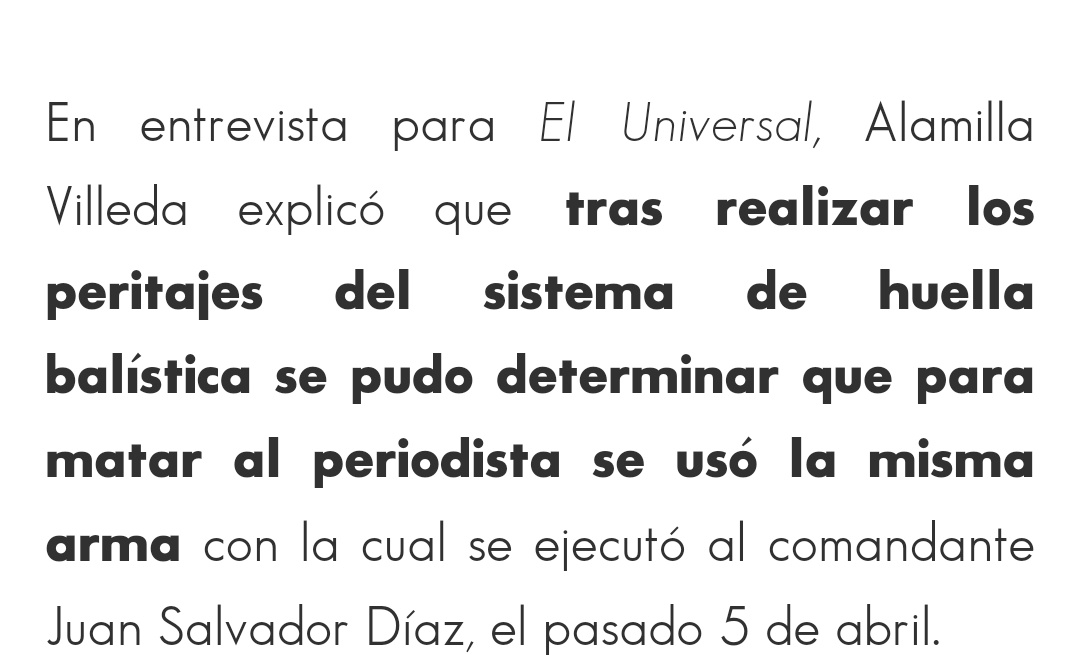 Zro_Zone's tweet image. @El_Universal_Mx
La fuente de información de #AnabelHernandez el #TestigoProtegido en el que apoya sus teorías, quedó evidenciado que la misma arma que usaron sus sicarios contra #MaxRodríguez se usó para #Ejecutar al Comandante #JuanSalvadorDiaz de #LaPaz
etcetera.com.mx/nacional/arma-…
