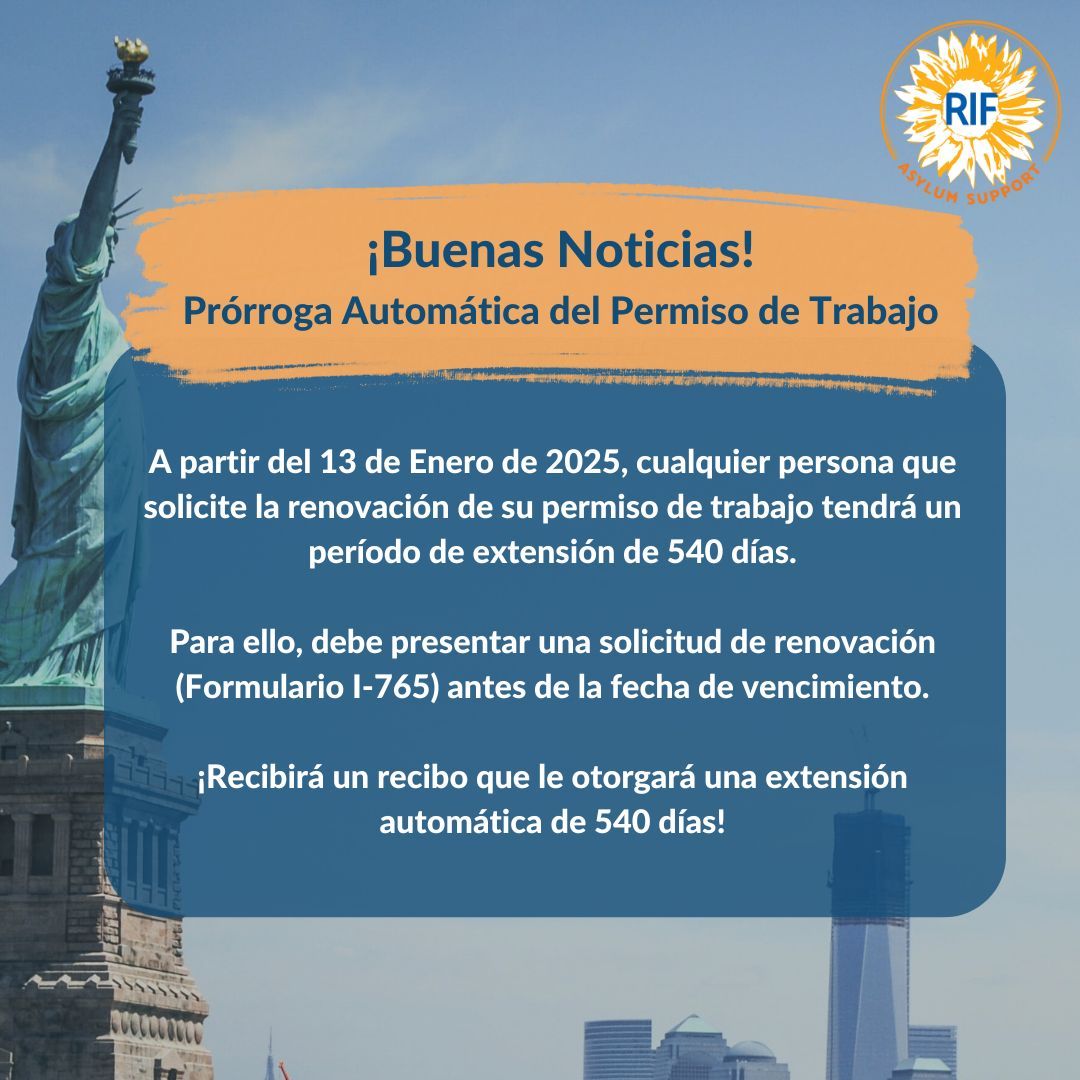 Work Permit Renewal Update: As of January 13, 2025, anyone filing for their work permit renewal will have an extension period of 540 days. To do that, you must file a renewal application ( Form-I-765) before your expiration date.