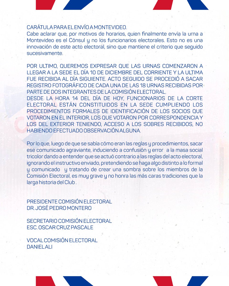 Nacional's tweet photo. 📌 Comunicado de la Comisión Electoral del Club Nacional de Football. https://t.co/2B3AZcj4wg