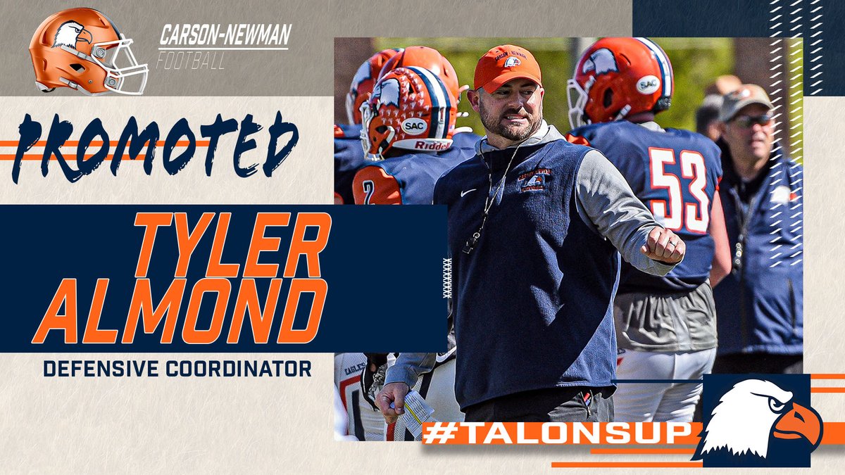 Carson-Newman Athletics (@cn_eagles) on Twitter photo Carson-Newman football and <a href="/CoachAIngram/">Ashley Ingram</a> are staying in house of the new defensive coordinator.
<a href="/Coach_Almond/">Tyler Almond</a> receives a promotion after being co-defensive coordinator last year.
๐ cneagles.com/x/y5jf3
<a href="/cnfootball/">Carson-Newman Football</a> x #TalonsUp Carson-Newman football and <a href="/CoachAIngram/">Ashley Ingram</a> are staying in house of the new defensive coordinator.
<a href="/Coach_Almond/">Tyler Almond</a> receives a promotion after being co-defensive coordinator last year.
๐ cneagles.com/x/y5jf3
<a href="/cnfootball/">Carson-Newman Football</a> x #TalonsUp