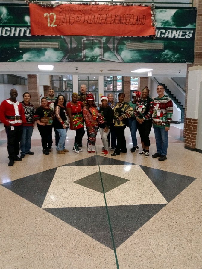 HHS_Canes's tweet photo. Ugly Sweater Day! #12daysofwinter https://t.co/WX8AMzUXMI