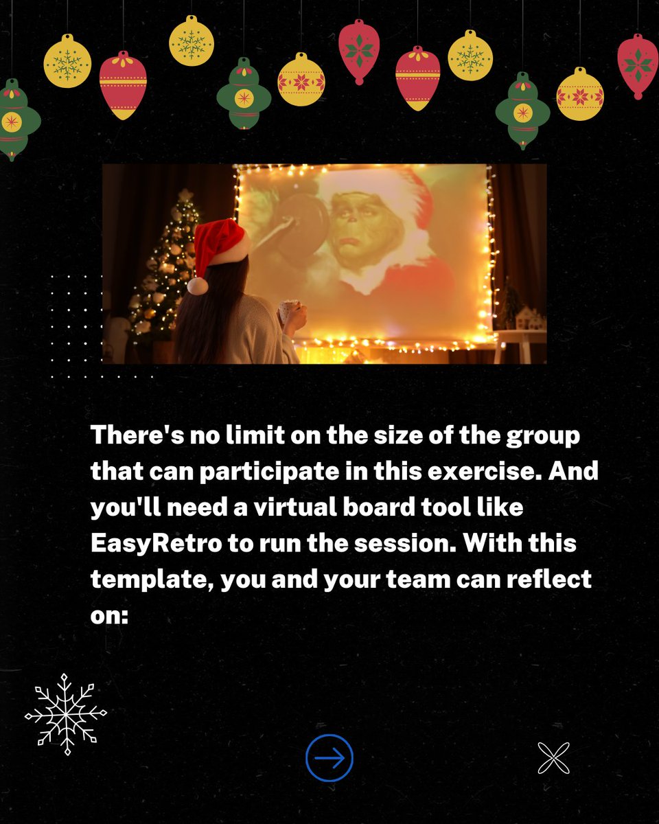easyretrohq's tweet photo. Searching for a Christmas Retro Template? 🎅🎄
We got you covered!
➟https://t.co/PpSSKGMUAl
A thread↓
#EasyRetro #Facilitator #Srcum #Agile #Project #Projects #ProjectManager #TeamBuilding #Team #ScrumMaster #AgileTeam #Wfh #Retro #Retrospective #AgileCoach #Meet #Zoom https://t.co/8kGm1Ph5AS