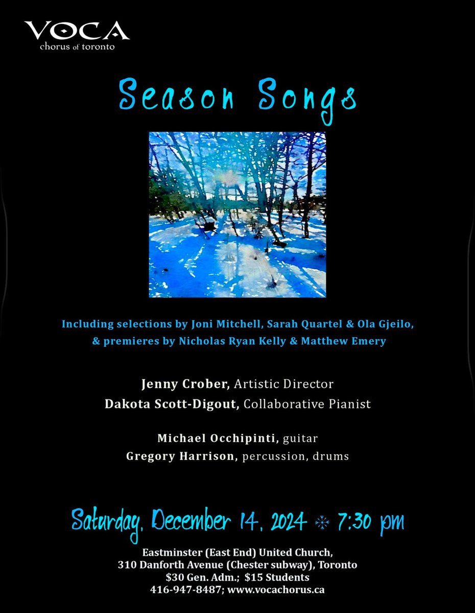 Toronto friends and family. Check out this great Voca Choir of Toronto concert tomorrow! Excited they will be performing my new TTBB Lullay, My Liking! vocachorus.ca/concerts