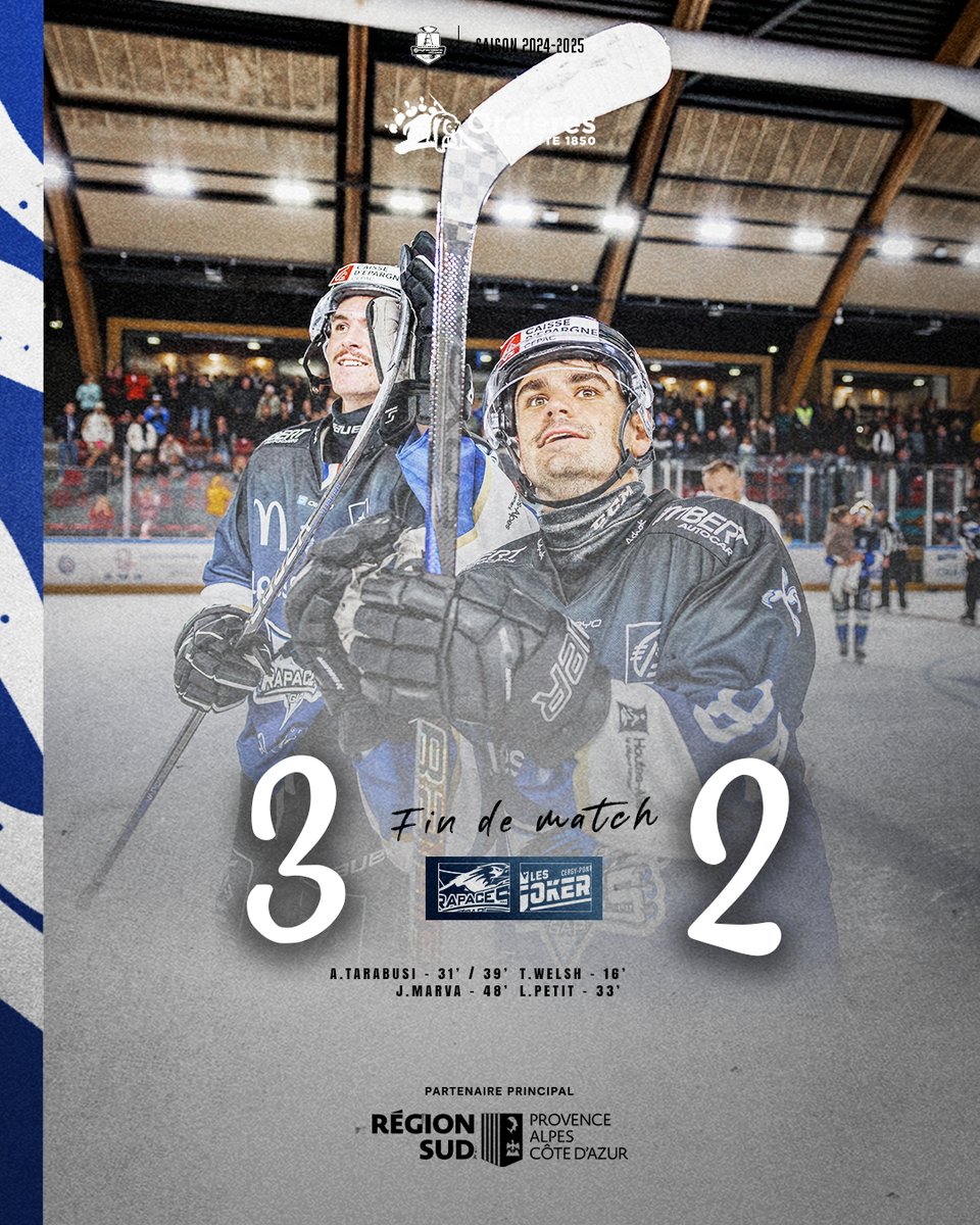 C'est la victoire ce soir à l'Alp'Arena! 🤩
Une victoire bien méritée pour les Rapaces au terme d'un véritable combat sur la glace 💪

➡️ Prochain rendez-vous à domicile le Dimanche 22 Décembre pour un derby électrique ! Et ce dimanche à 18h30, venez encourager les Rapaces U20.