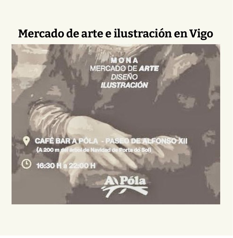 Smart_vigo's tweet photo. Este fin de semana coincidirán la I Feria de Arte Contemporáneo "Varco" junto al mercado de arte, ilustración y diseño "Mona"!. Además del mercado gastronómico navideño del Arenal y el Mercado Vintage. #Findesemana #Arte #Vigo #Varco #Cultura #Mona #News https://t.co/PC9dnofeXG