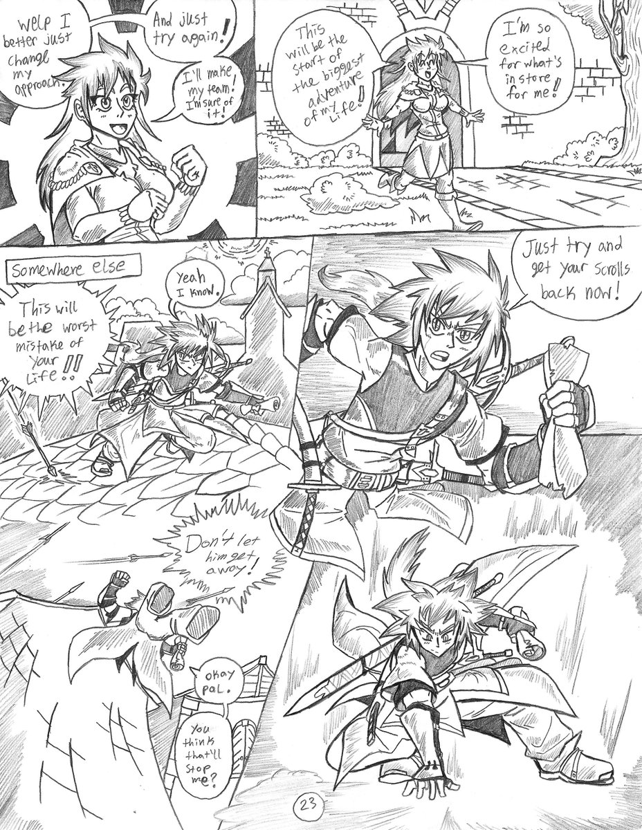 BurningSwordsm1's tweet photo. Okay back to the action.
Page 23! #magicircle #comics #manga #artmoots #artmoot #indiecomics #art #MAGIC #fantasy #cringe #anime #fight #Fights #Action #drama #powermoves #cool #ComicArt #PencilTest #anger #badwriting #Mystery #moveon #better #female #story #lore #MYSTERY #cool https://t.co/LGVmwATNSv