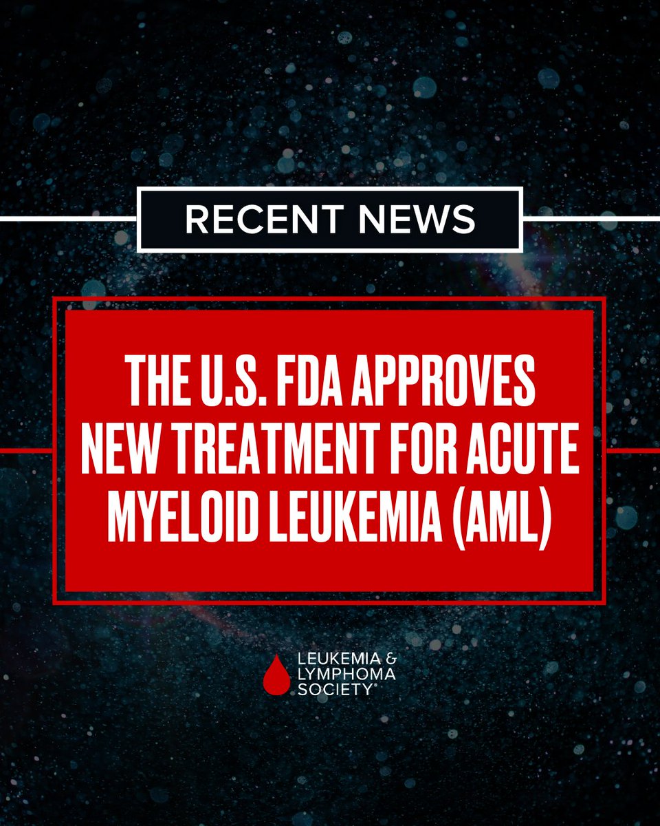 BloodCancerUtd's tweet photo. The @US_FDA has approved a first-of-its-kind therapy for adults and children one year and older with advanced AML. LLS proudly supports this research and leads initiatives like Beat AML® and PedAL to advance safer, targeted treatments. Get the details 👉 https://t.co/foM0Bo1ljh #leusm