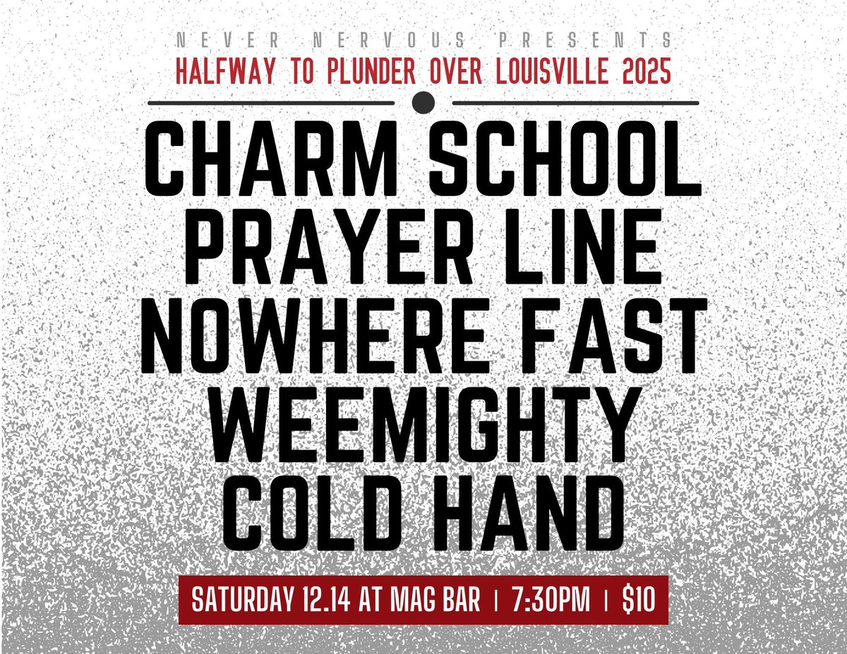 TOMORROW AT MAG BAR  |||  ALL AGES!

🚨 This show will mark the debut of COLD HAND which features ex-members of Crain, Call Me Bronco, Cerebellum, Spot, Gaj Mustafa Cell, Parlour, and Boxmaker! 🚨

#louisville #louisvillepunk